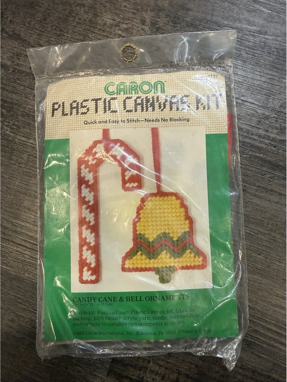 Caron Christmas Ornaments Needlepoint Canvas Kit Candy Cane Bell